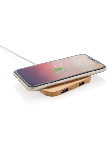 Caricatore wireless 5W in bambù con USB